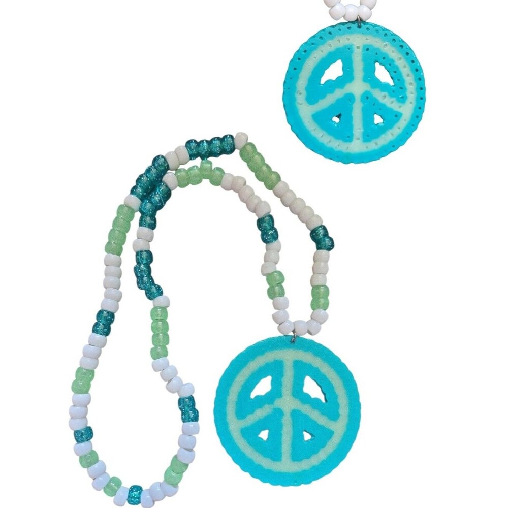 Handmade Pony Bead Necklace Perler Peace Pendant